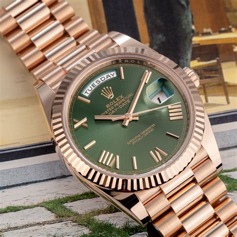 rolex day date gold olive|rolex day date reference 228235.